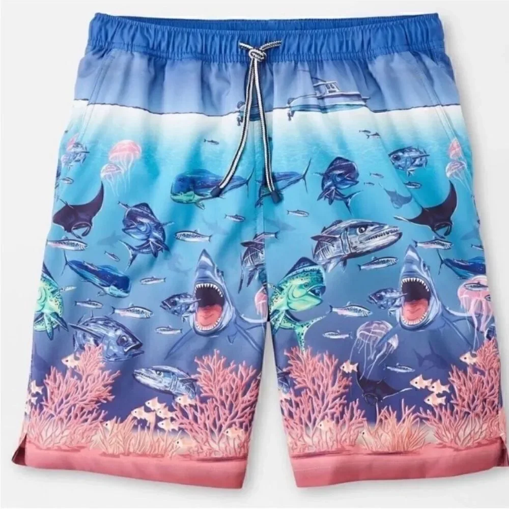 Peter Millar NWT Men's Ocean Traffic Stretch Swim Trunks Size Medium